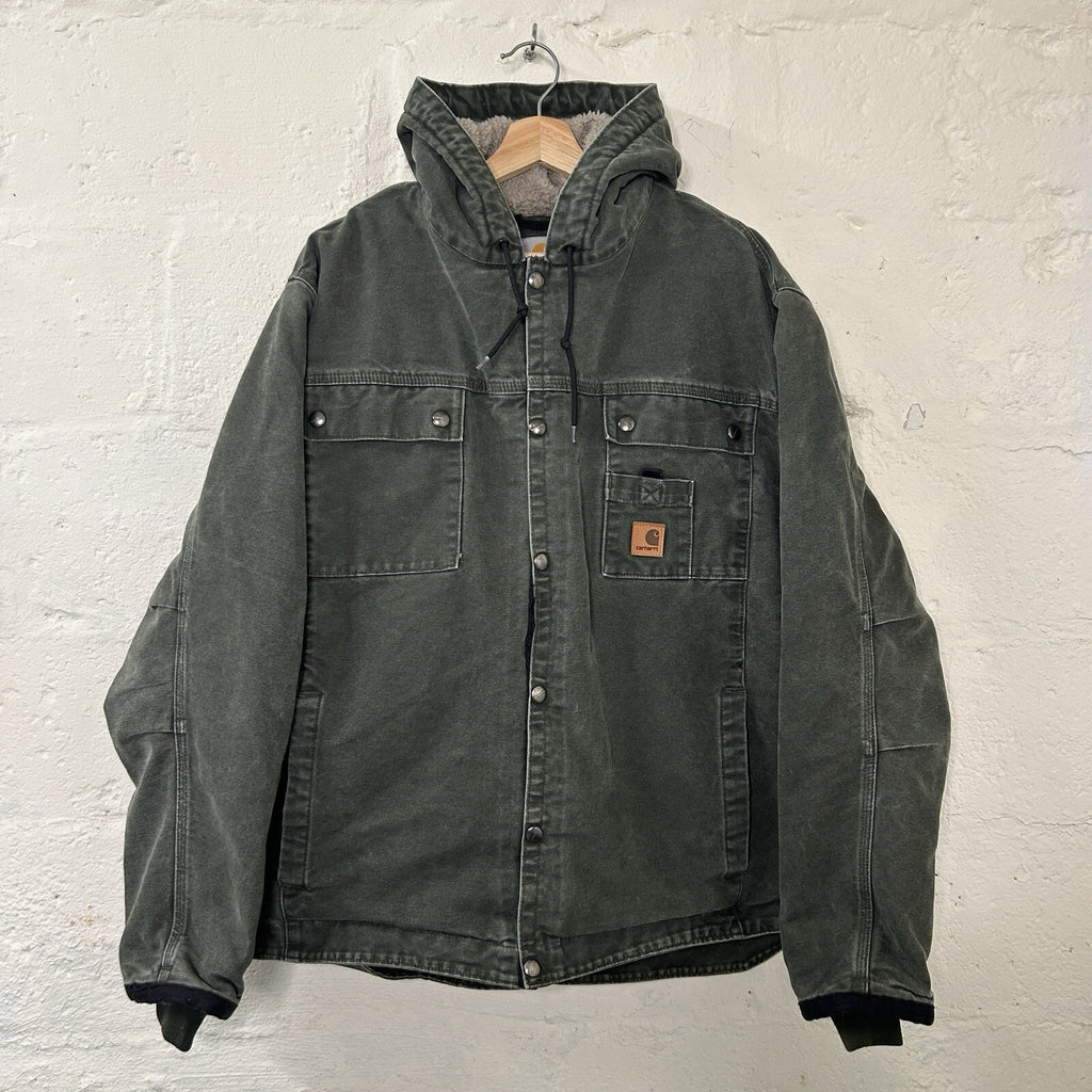 Y2K Carhartt Sandstone Hooded Multi-Pocket Jacket “Moss” J284 MOS Men’s X-Large