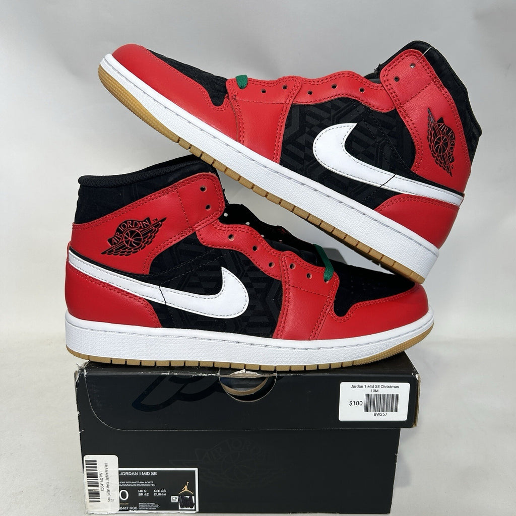 Nike Air Jordan 1 Mid SE “Christmas/Black Fire Red White” DQ8417-006 Men’s 10.5