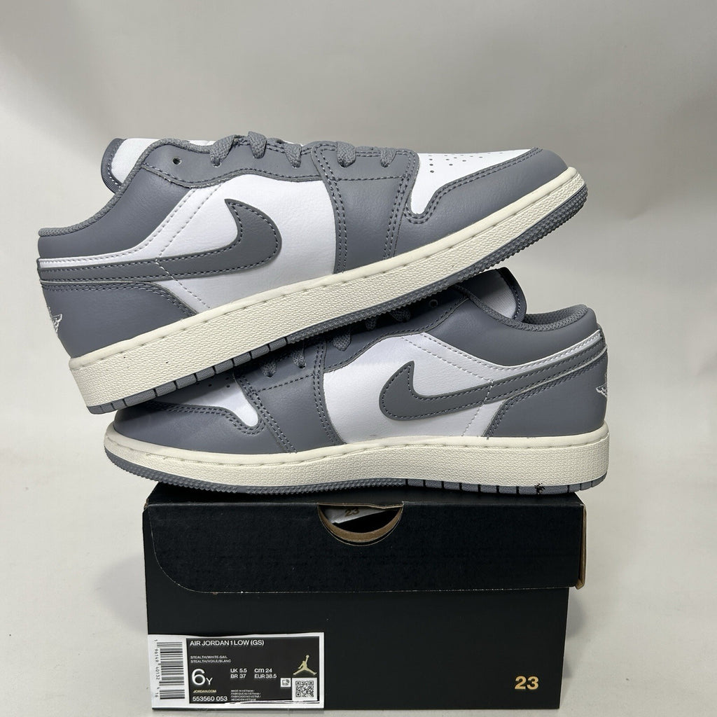 Nike Air Jordan 1 Low Retro (GS) “Stealth Grey/White-Sail” 553560-053 6Y/7.5W