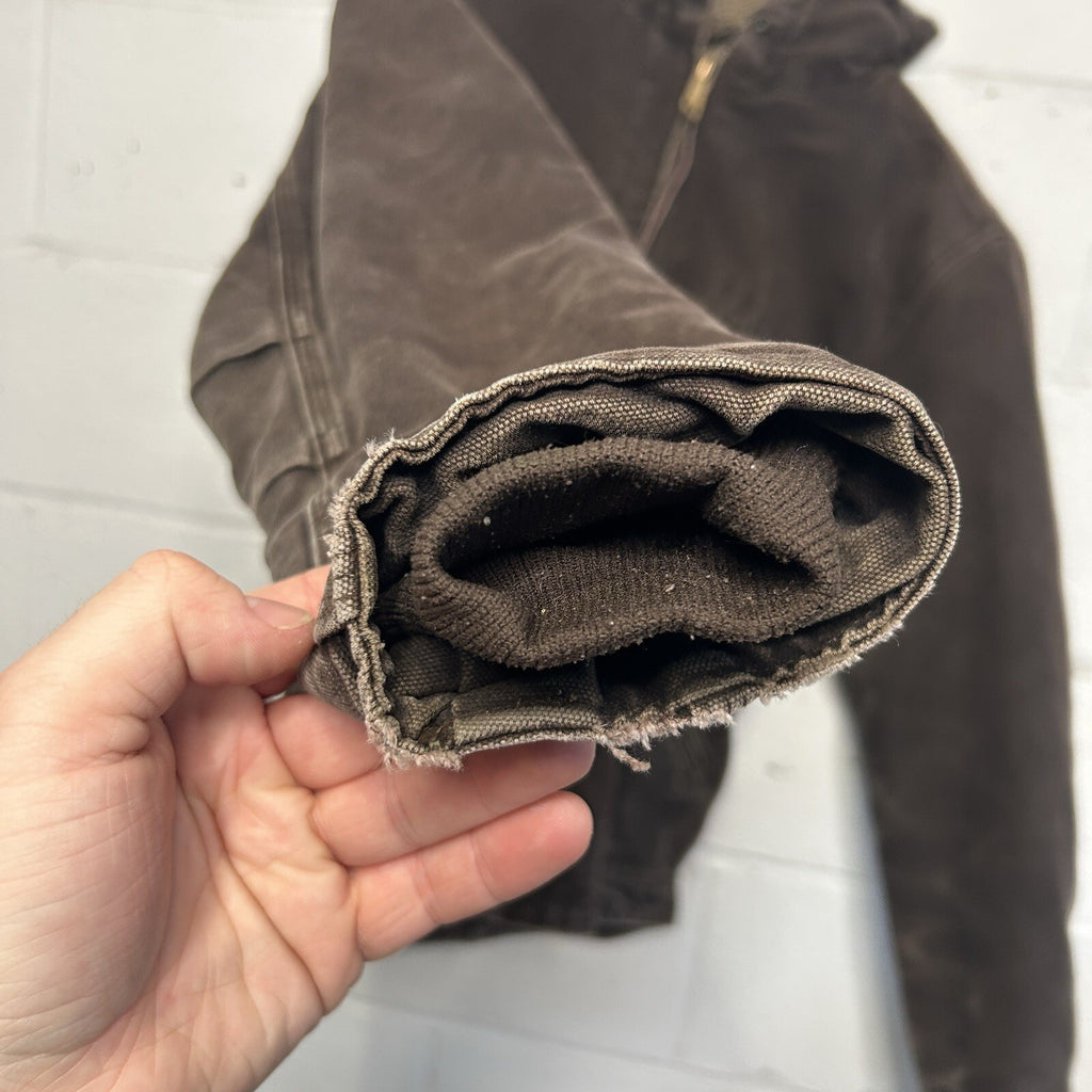 Vintage Carhartt Sherpa-Lined Hooded Detroit Jacket “Dark Brown” J141 DKB Small