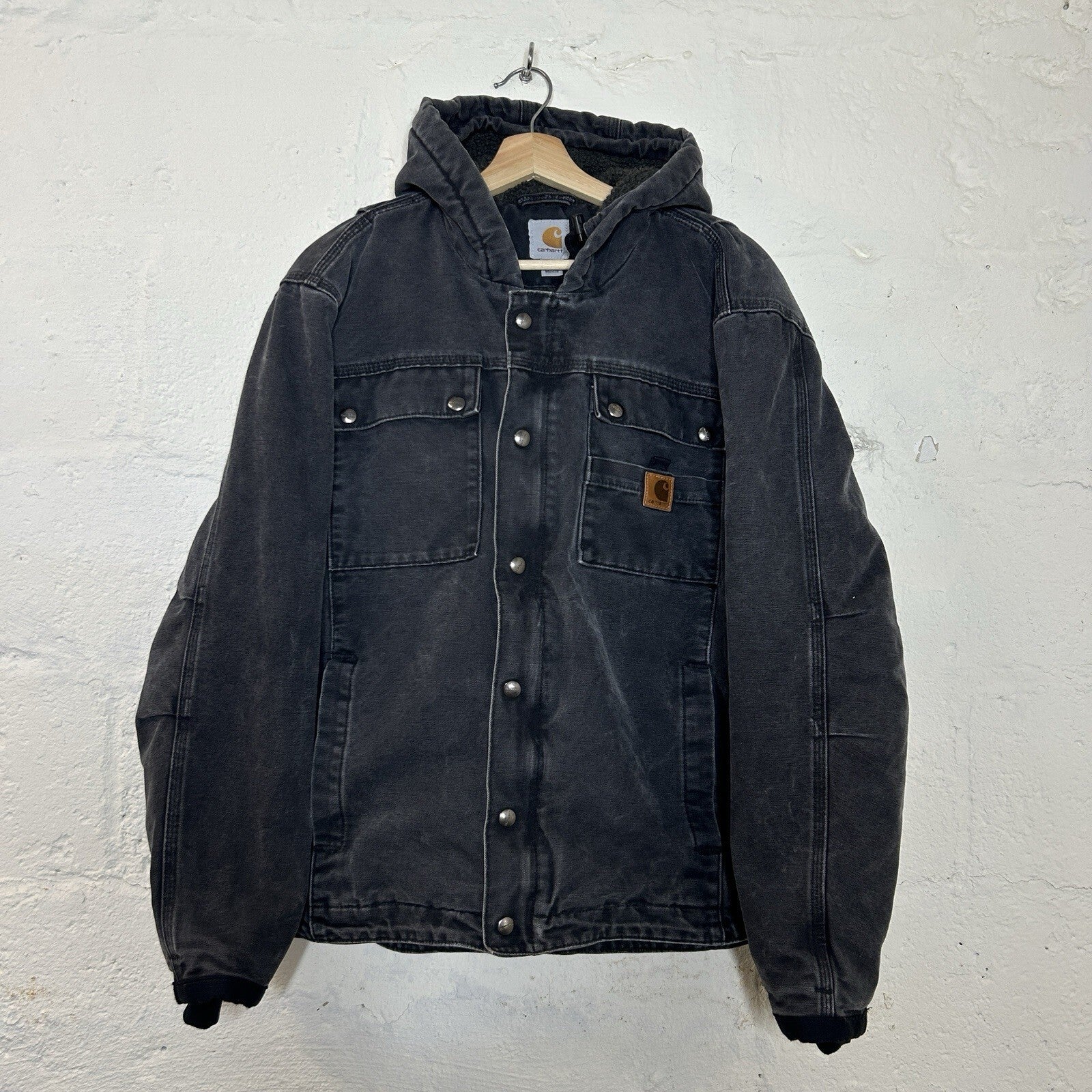 Carhartt Sherpa-Lined Multi Pocket Jacket Hooded “Black” 102285-001 Men’s Medium
