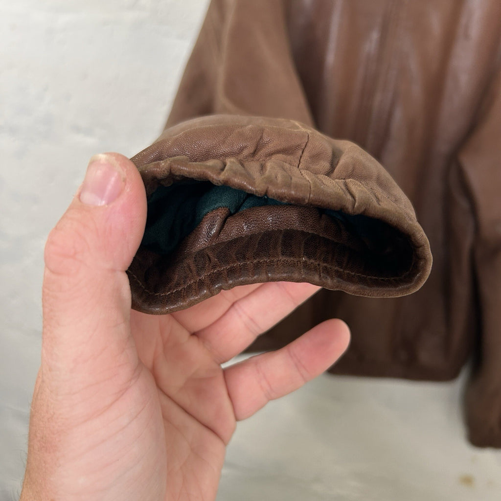 Vintage Polo Ralph Lauren Fleece Leather Harrington Jacket “Brown” Men’s X-Large