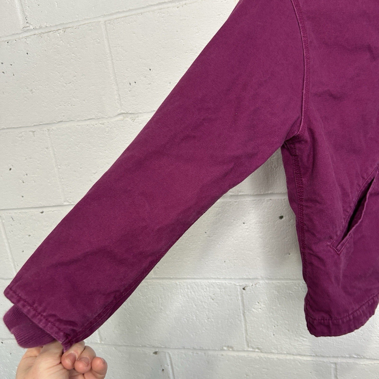 Y2K Carhartt Sherpa-Lined Hooded Detroit Jacket “Plum Purple” Youth L/Women’s XS