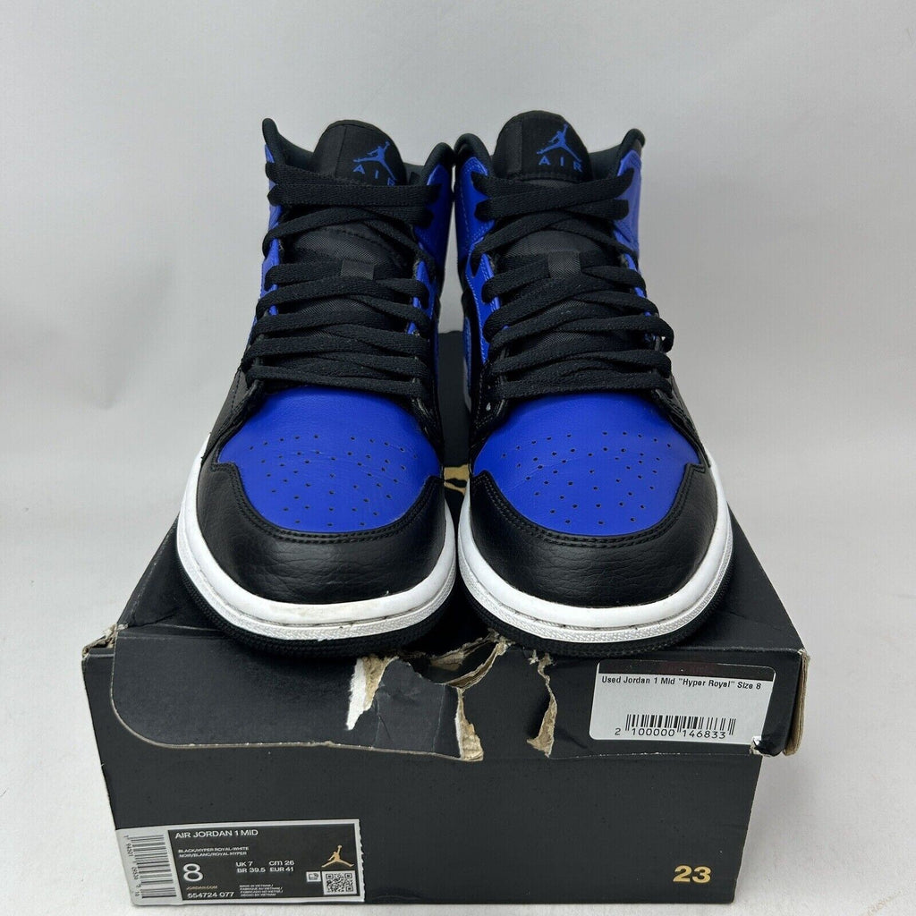 Nike Shoes Air Jordan 1 Mid Retro “Hyper Royal” 554724-077 Men’s 8 Worn
