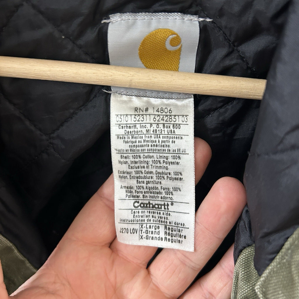 Vintage Carhartt Hooded Active Jacket “Light Olive” J270 LOV Men’s X-Large