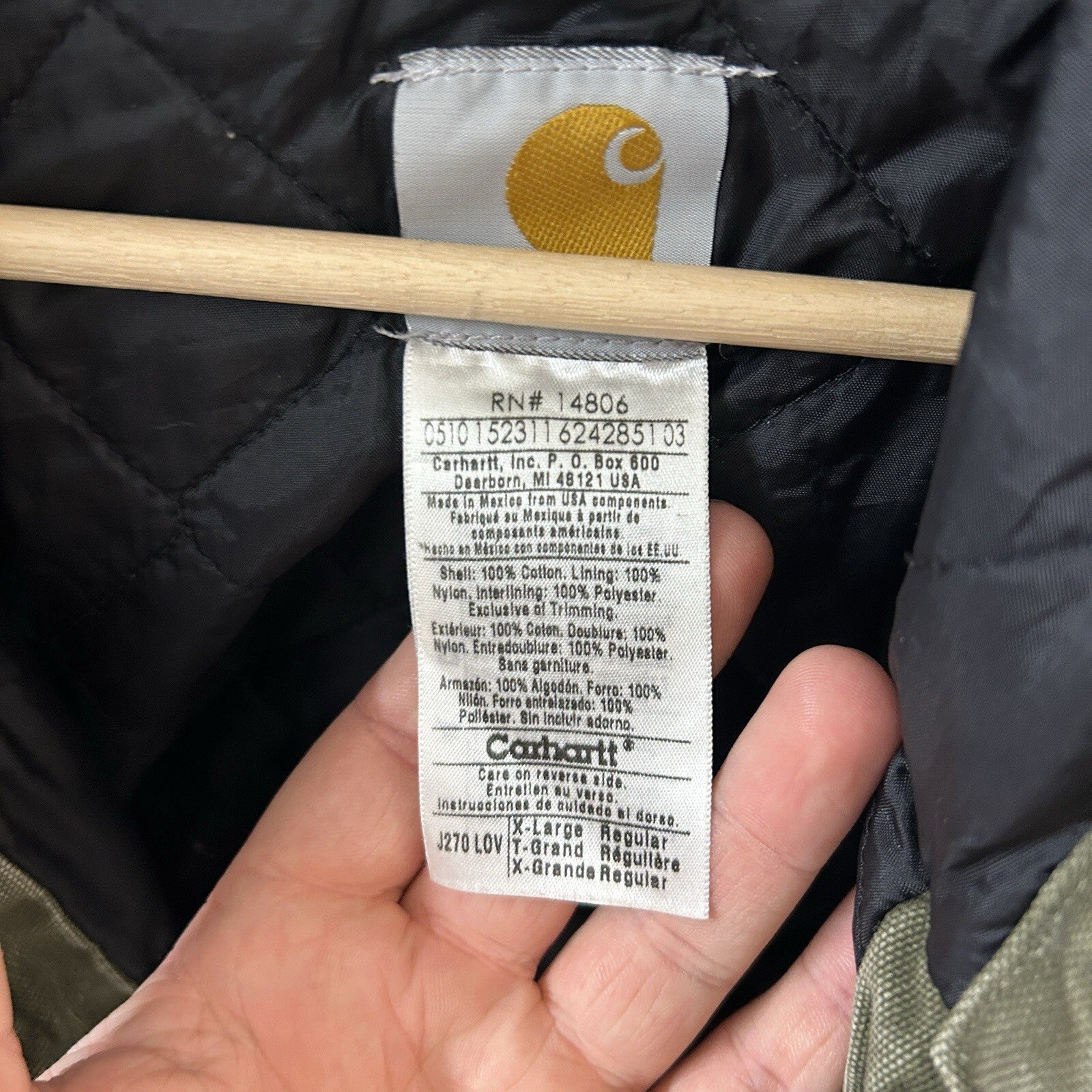 Vintage Carhartt Hooded Active Jacket “Light Olive” J270 LOV Men’s X-Large