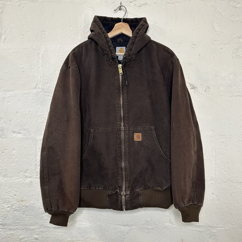 Vintage Faded Carhartt Hooded Active Jacket “Dark Brown” J130 DKB Men’s Large