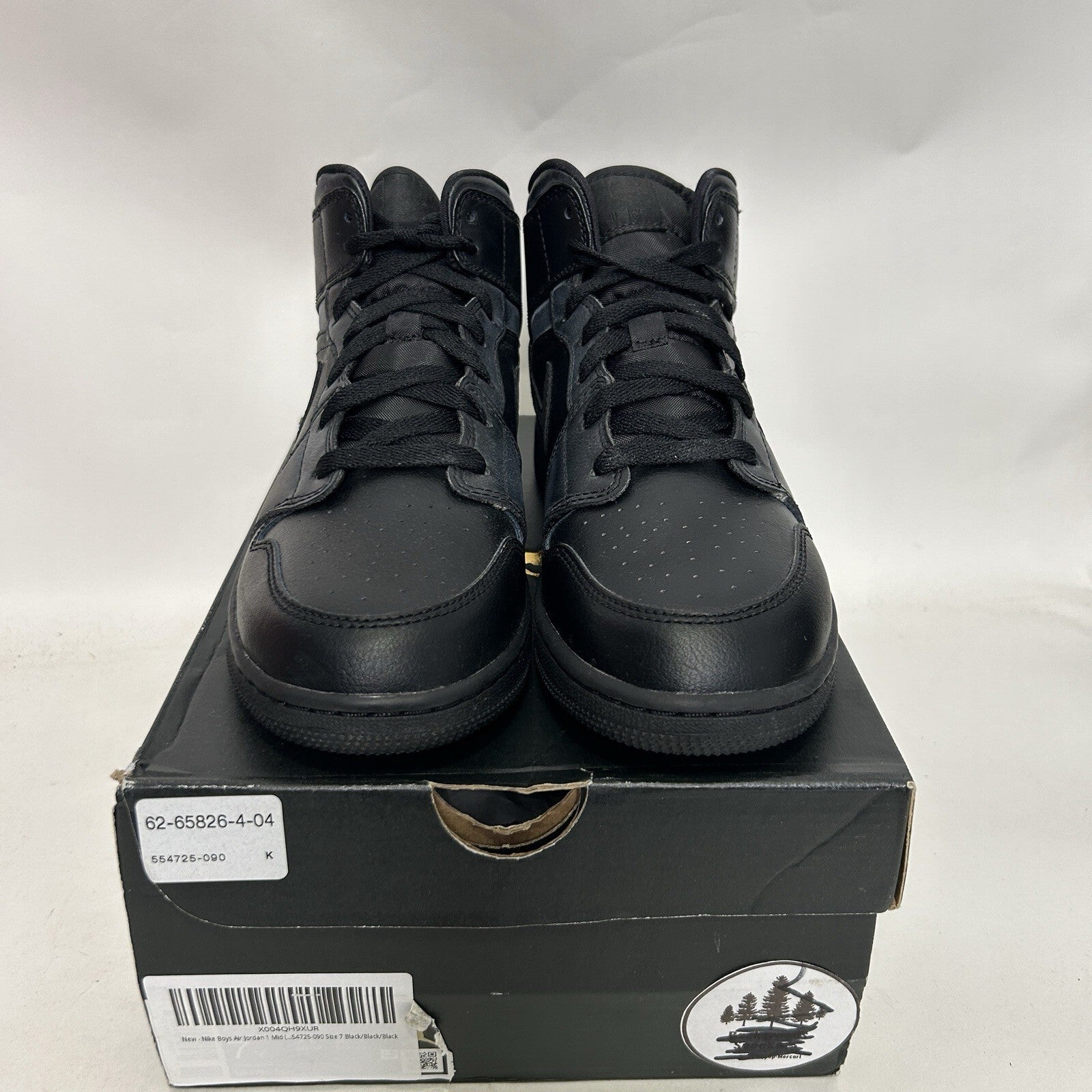 Nike Air Jordan 1 Mid GS “Deep Black Nubuck Swoosh” 554725-090 7Y/Women’s 8.5