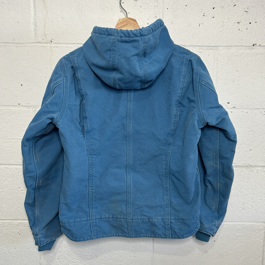 Y2K Carhartt Sherpa-Lined Hooded Detroit Jacket “Blue Topaz” WJ141 431 Women’s S