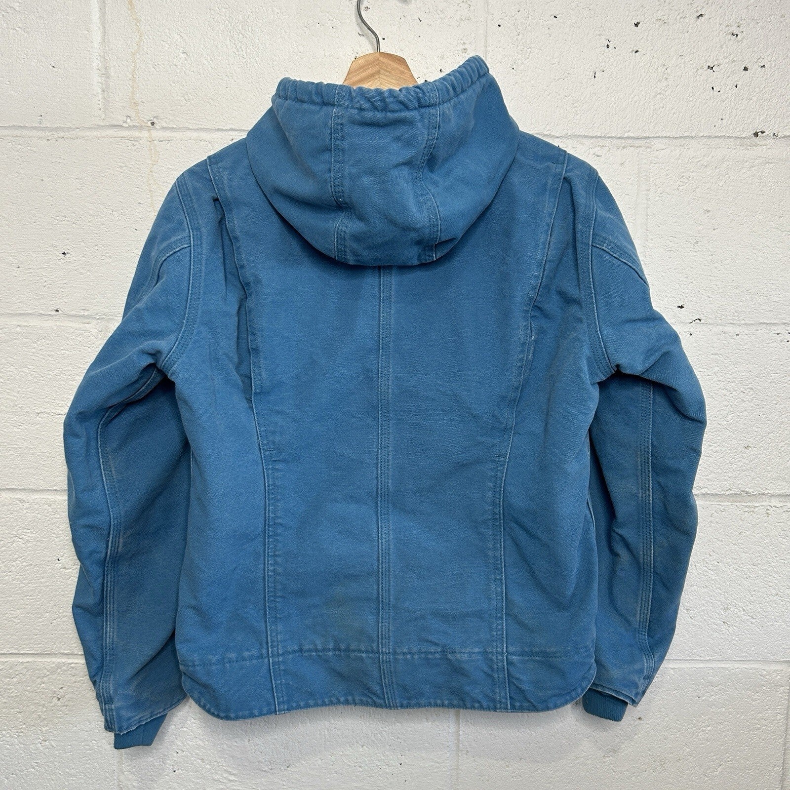 Y2K Carhartt Sherpa-Lined Hooded Detroit Jacket “Blue Topaz” WJ141 431 Women’s S