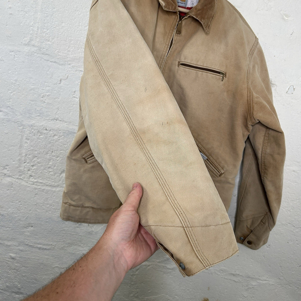 1989 Carhartt Faded Quilt-Lined Detroit Jacket “Tan” 6QLJ 100 Years Men’s Large