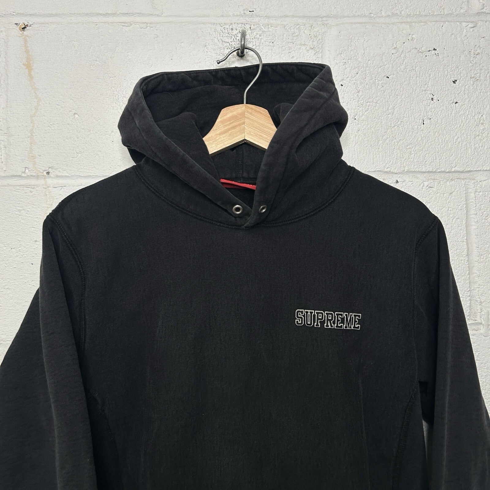 Supreme Black Embroidered Pullover Striped Hoodie “Black” Men’s Medium