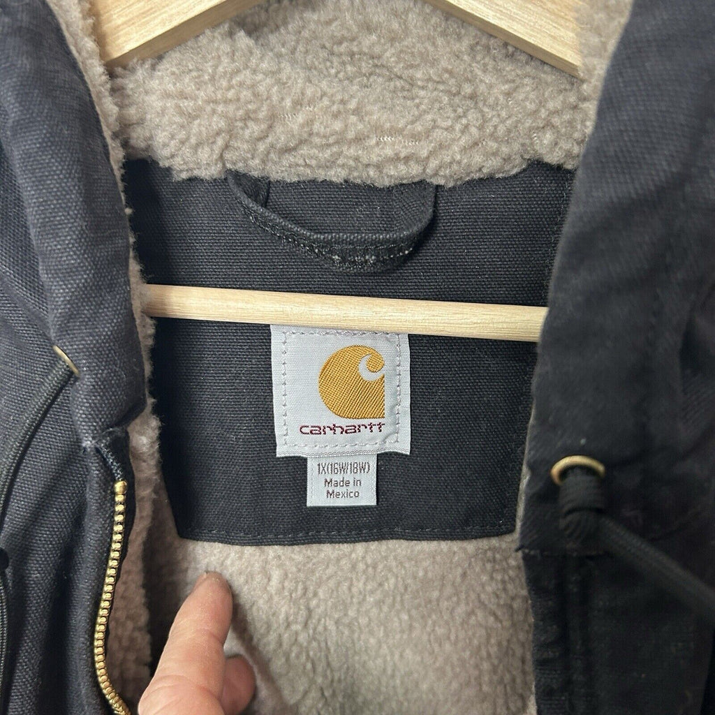 Carhartt Sherpa-Lined Hooded Detroit Jacket “Black”