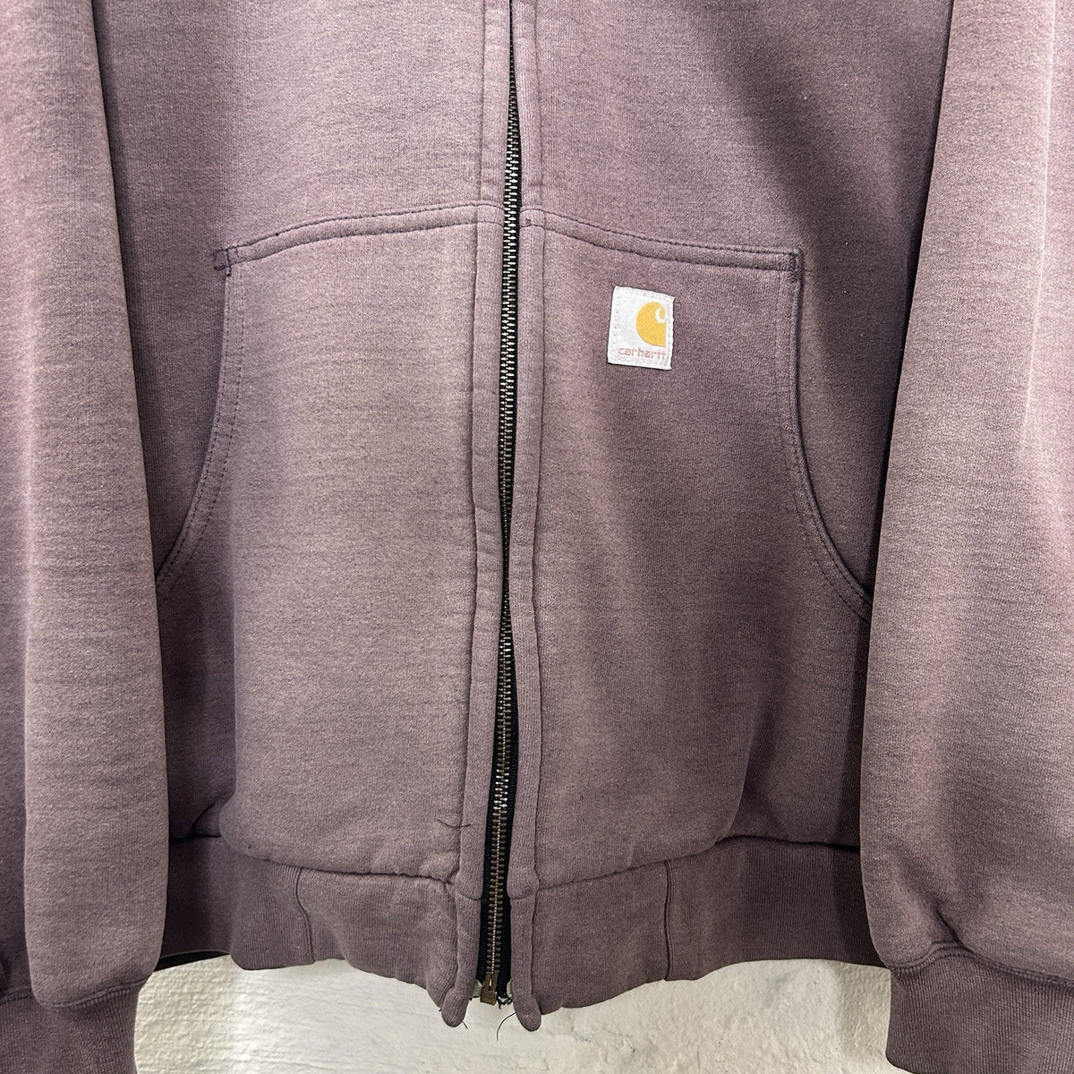 Vintage Faded Carhartt Thermal-Lined Hooded Zip-Up Jacket “Black”
