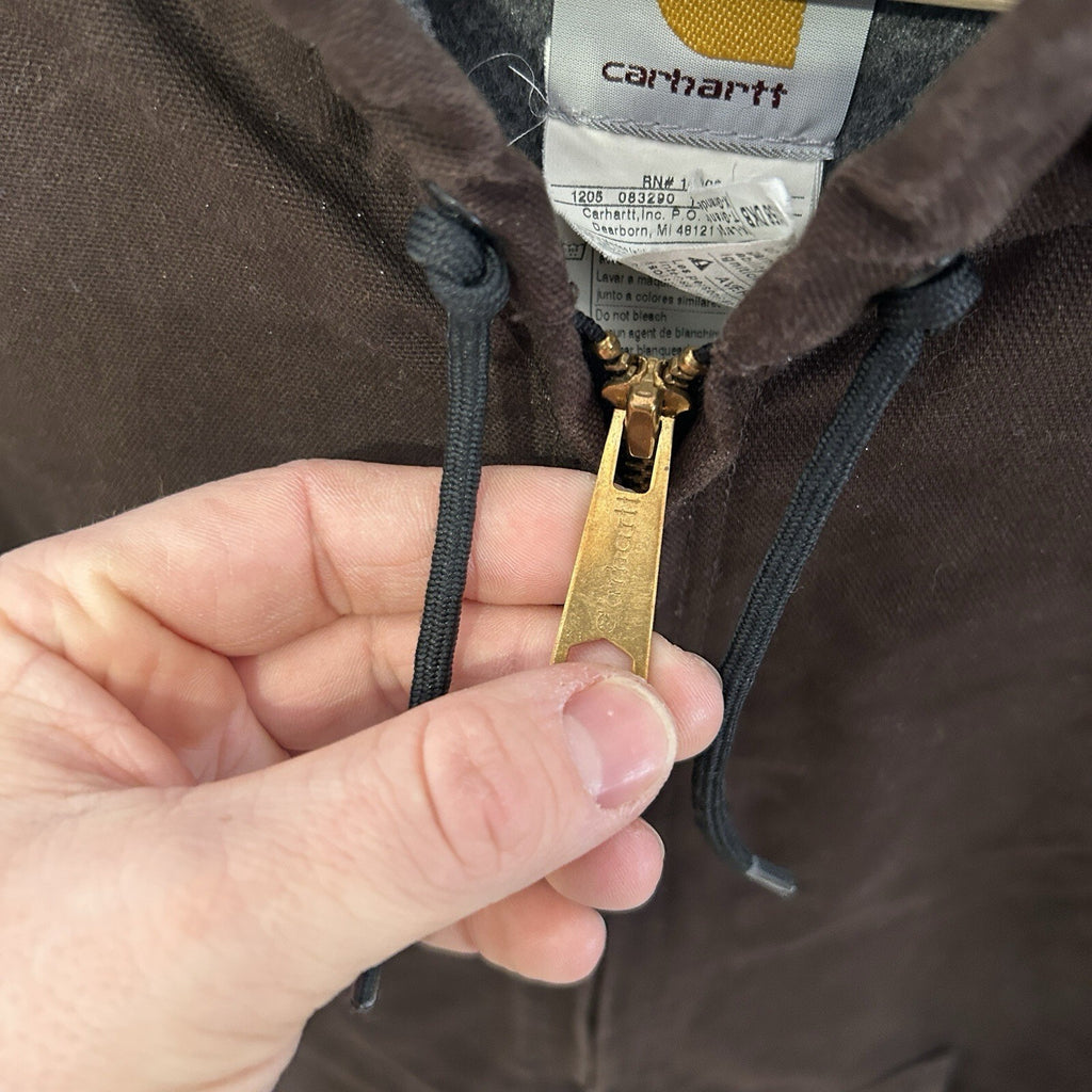 Vintage Carhartt Fleece-Lined Hooded Jacket “Dark Brown” J158 DKB Men's X-Large