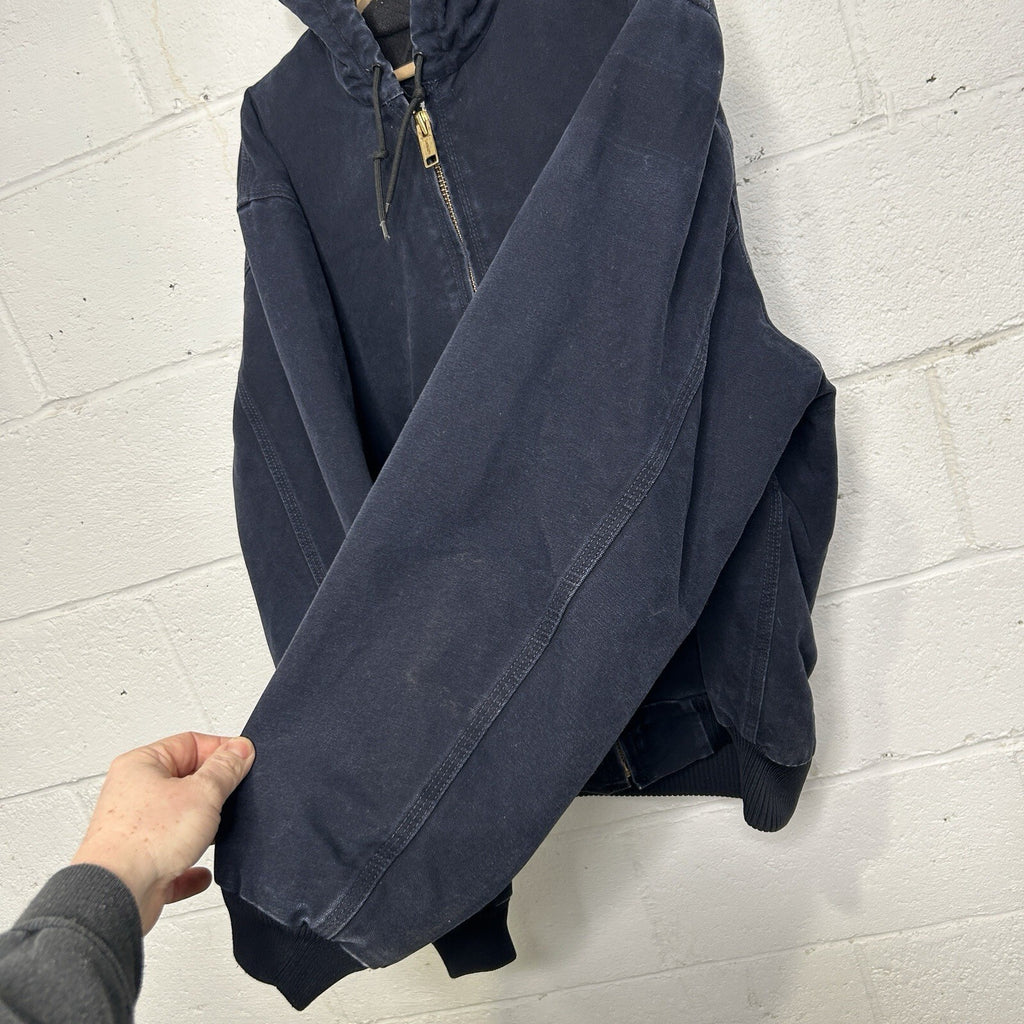 Vintage Carhartt Hooded Active Jacket “Midnight Blue” J130 MDT Men’s Large