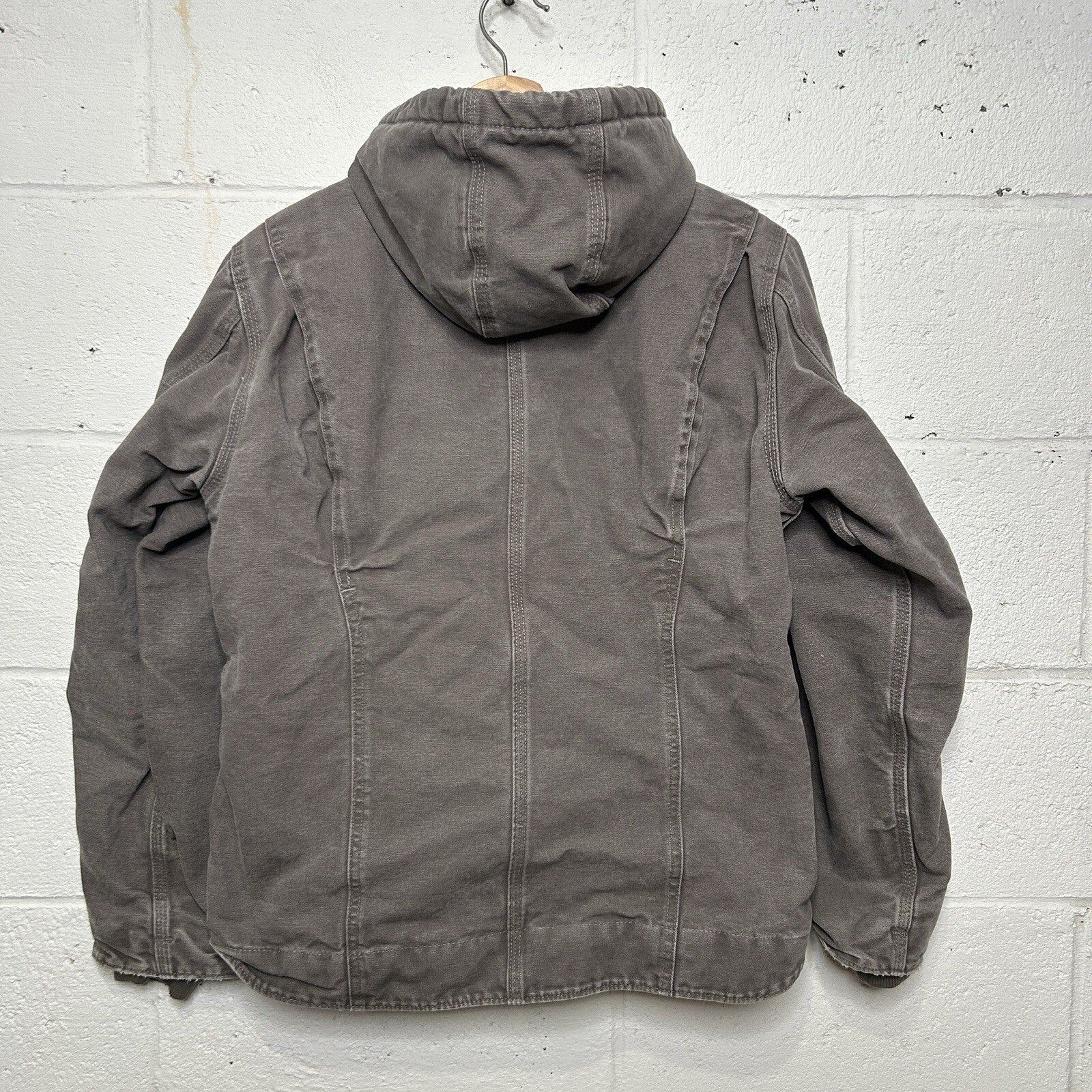 Y2K Carhartt Sherpa-Lined Hooded Detroit Jacket “Gray” WJ141-032 Women’s Medium