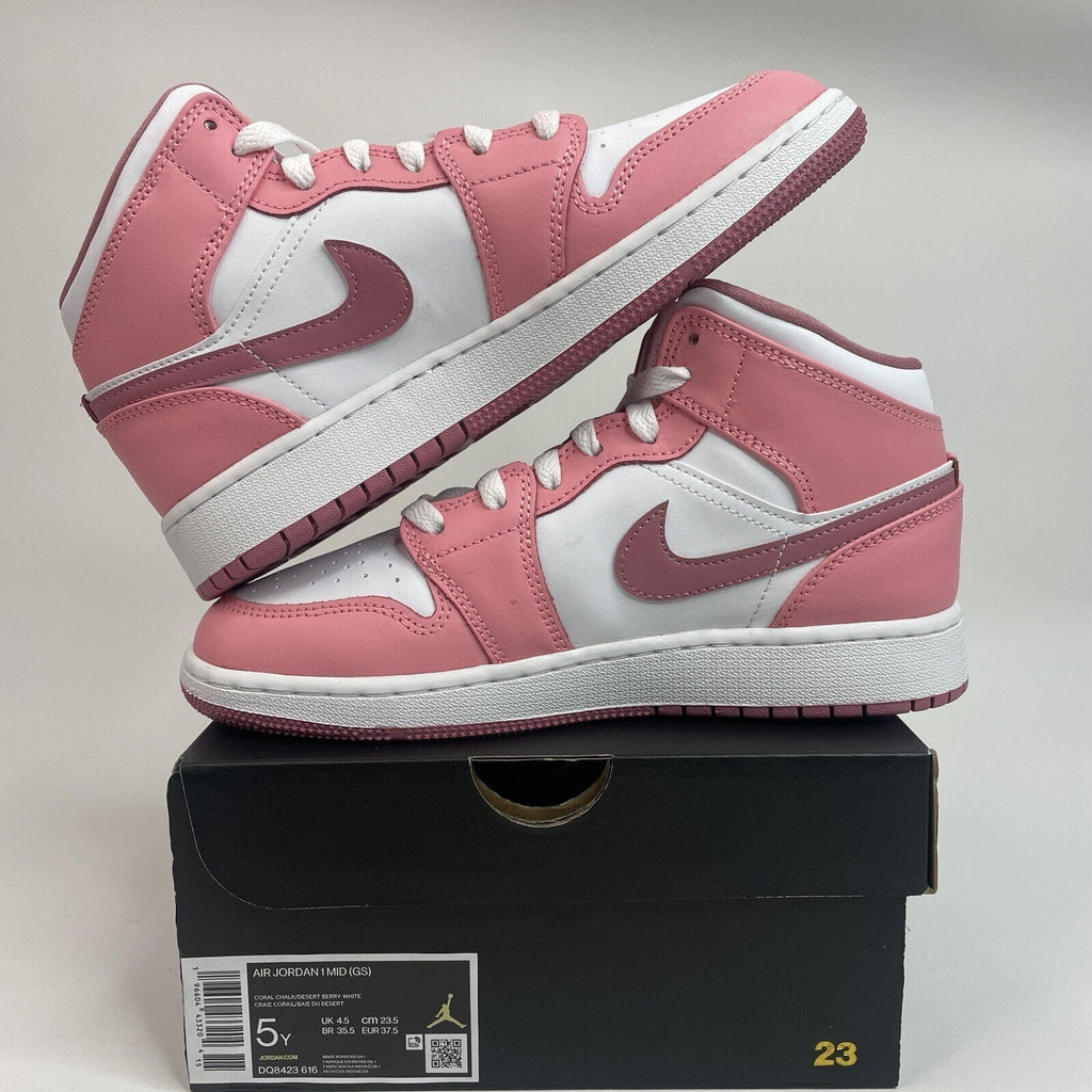 Nike Air Jordan 1 Mid GS “Coral Chalk/Valentine’s” DQ8423-616 5Y/Women’s 6.5 New
