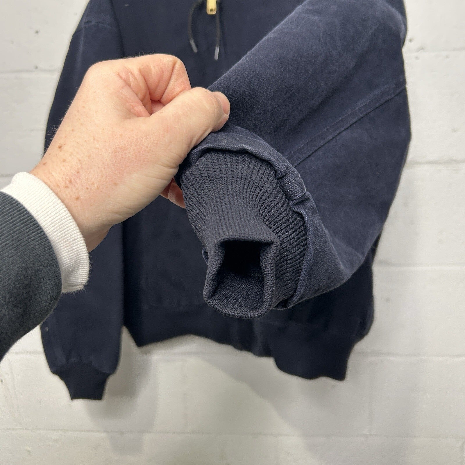 Vintage Carhartt Hooded Active Jacket “Midnight Blue” J130 MDT Men’s X-Large