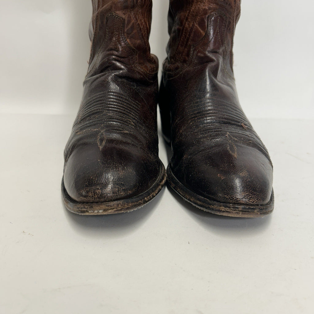 Vintage Lucchese Western Cowboy Boots Goat “Brown” Men’s 8.5EE Needs Repair