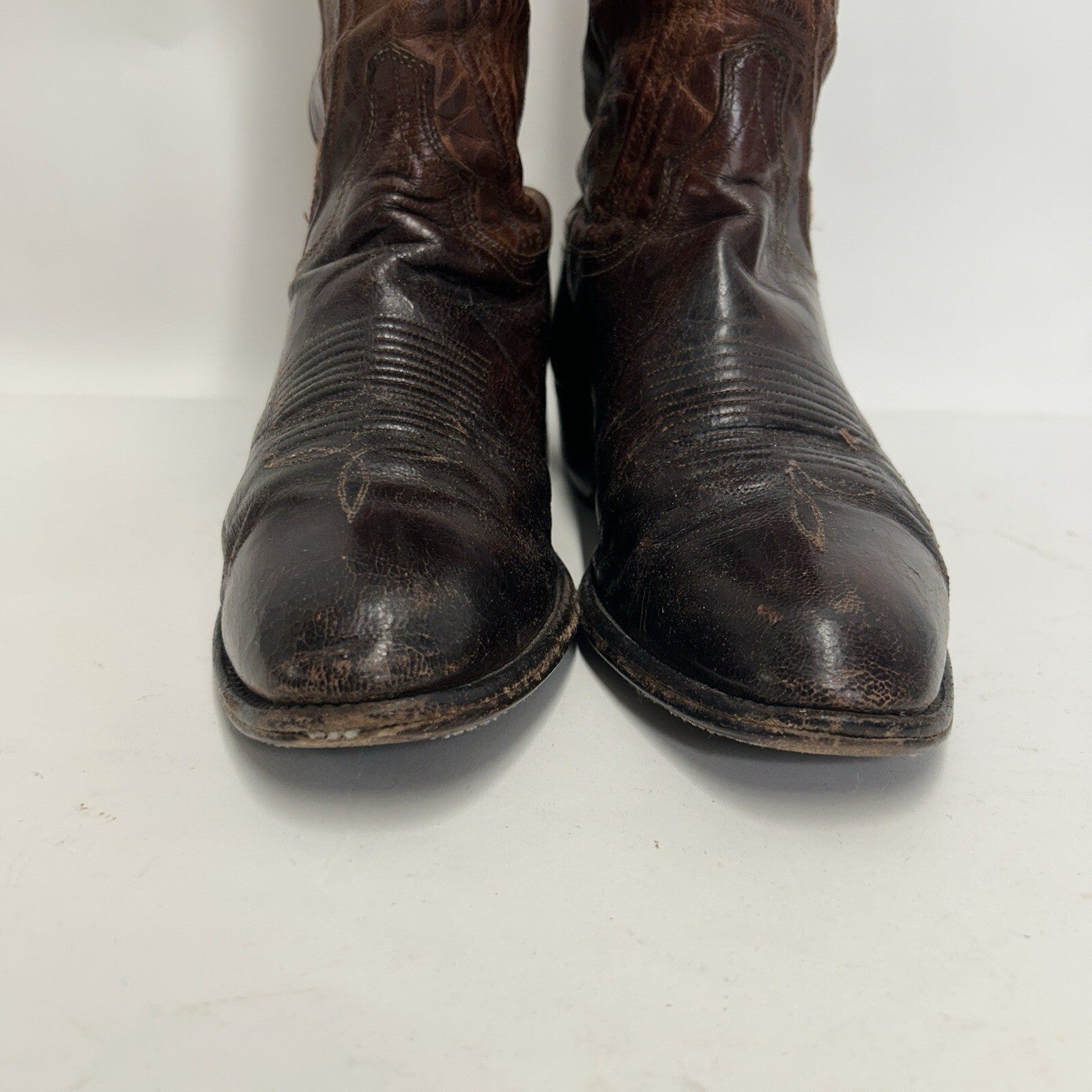 Vintage Lucchese Western Cowboy Boots Goat “Brown” Men’s 8.5EE Needs Repair