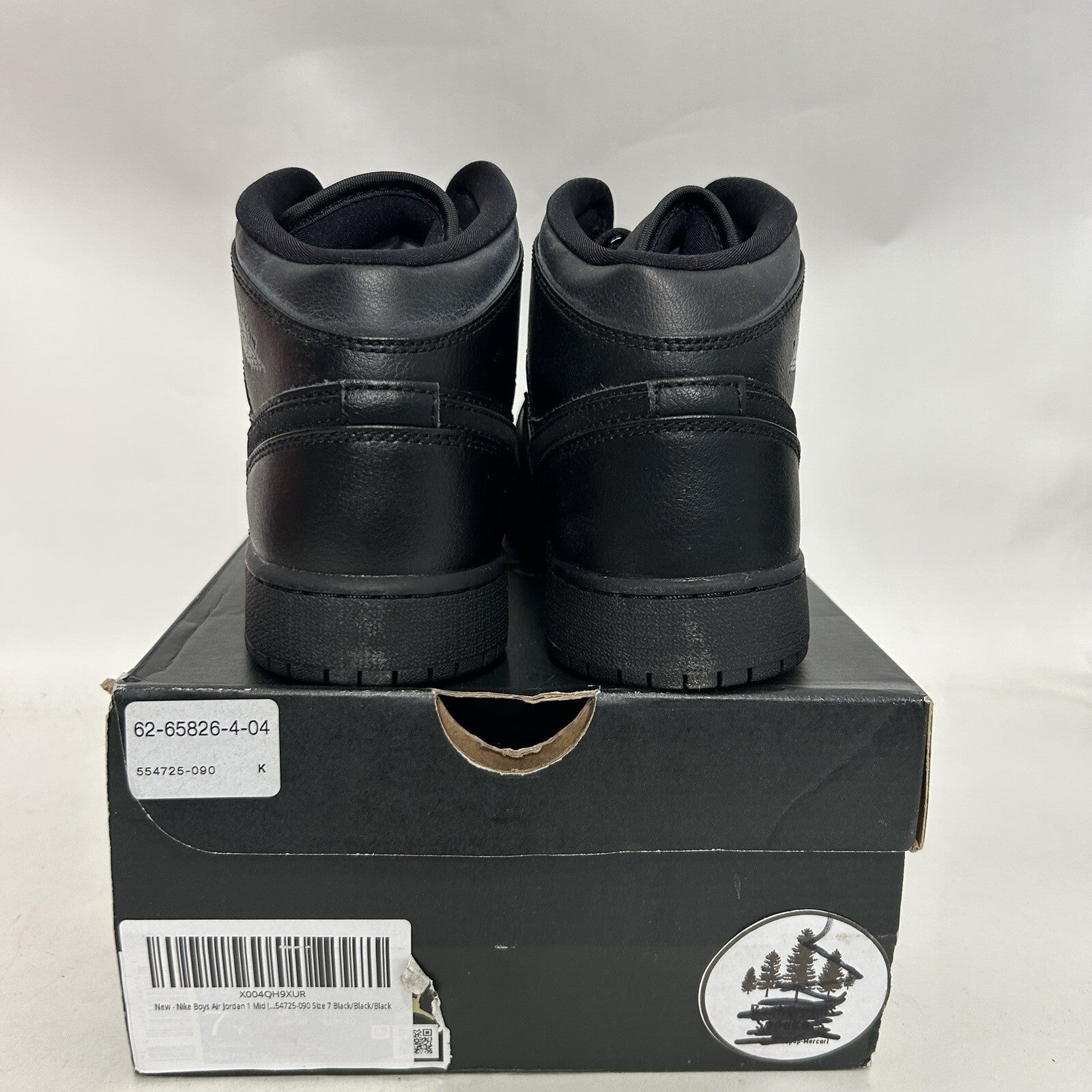 Nike Air Jordan 1 Mid GS “Deep Black Nubuck Swoosh” 554725-090 7Y/Women’s 8.5