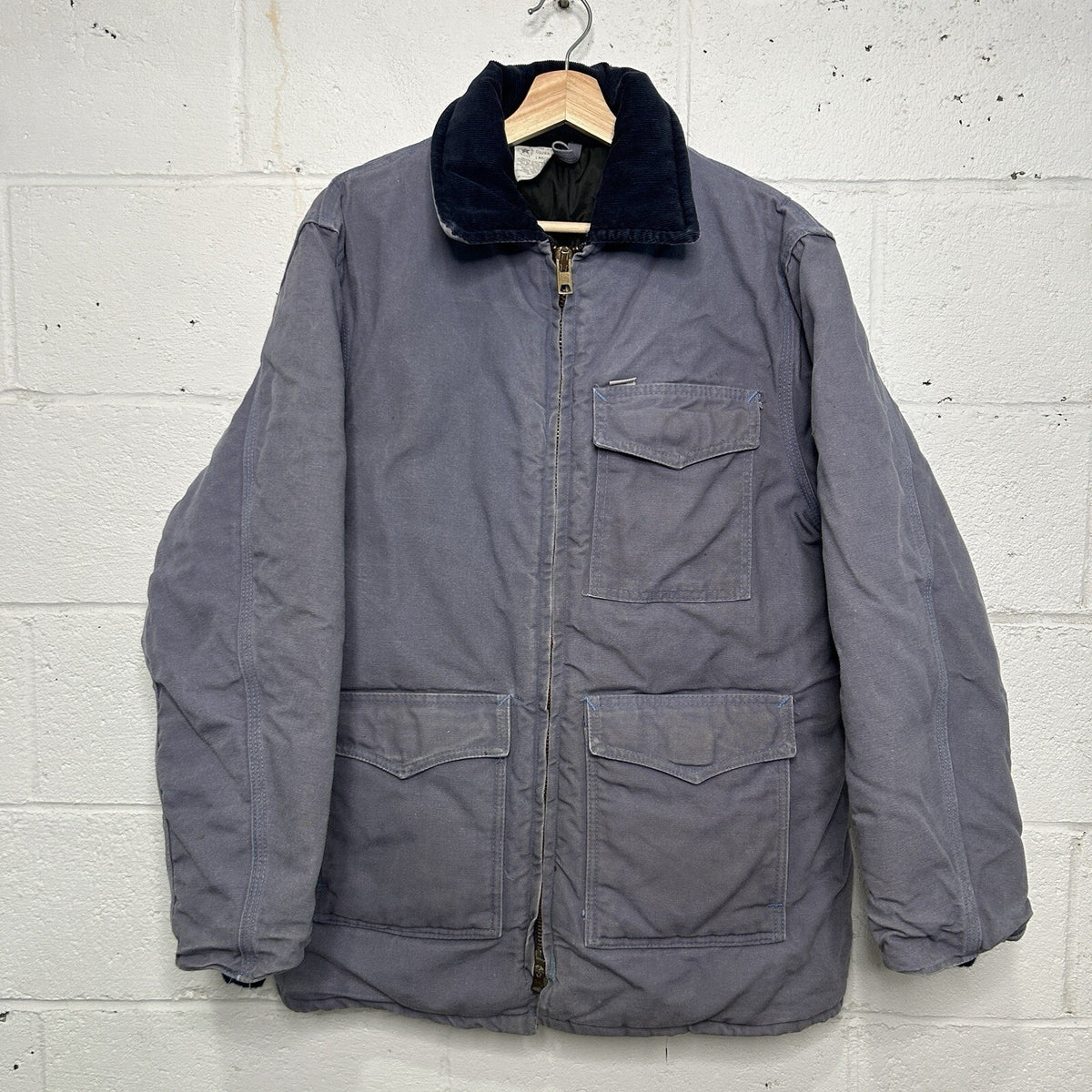 Vintage 80s Carhartt Heavy Quilted Western Coat “Steel Blue” CQ288 Men’s Large