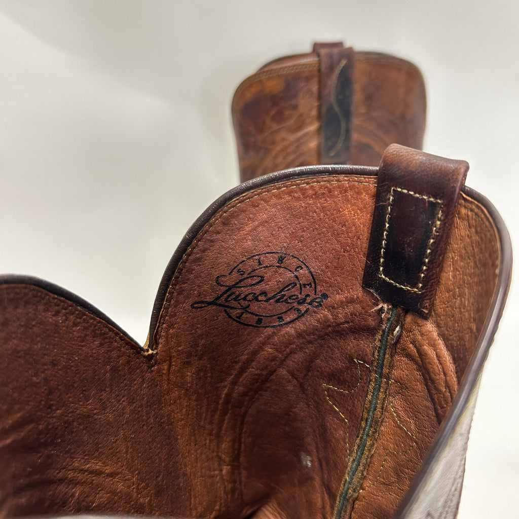 Vintage Lucchese Western Cowboy Boots Goat “Brown” Men’s 8.5EE Needs Repair