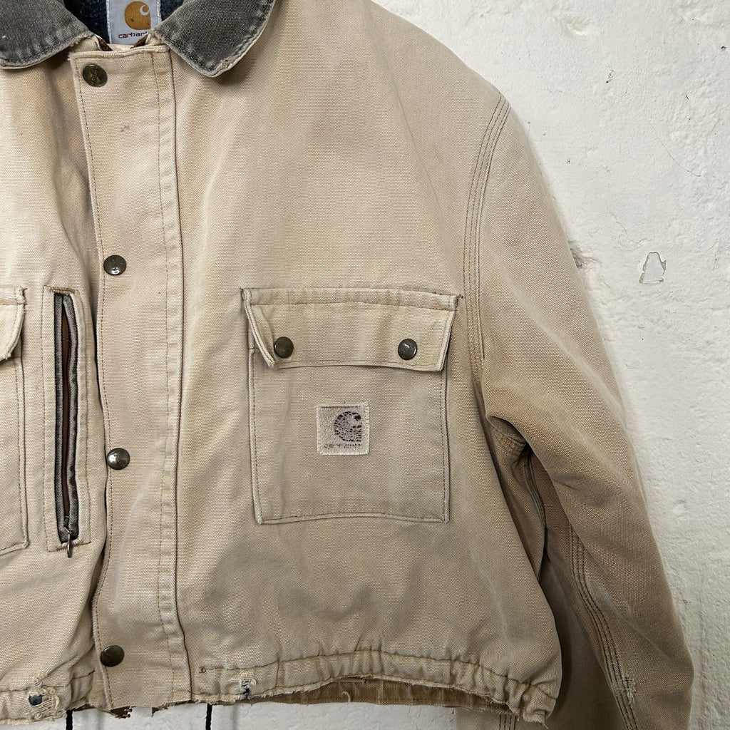 Vintage Carhartt Wool-Lined Cropped Duster Coat “Sand” Men’s Small