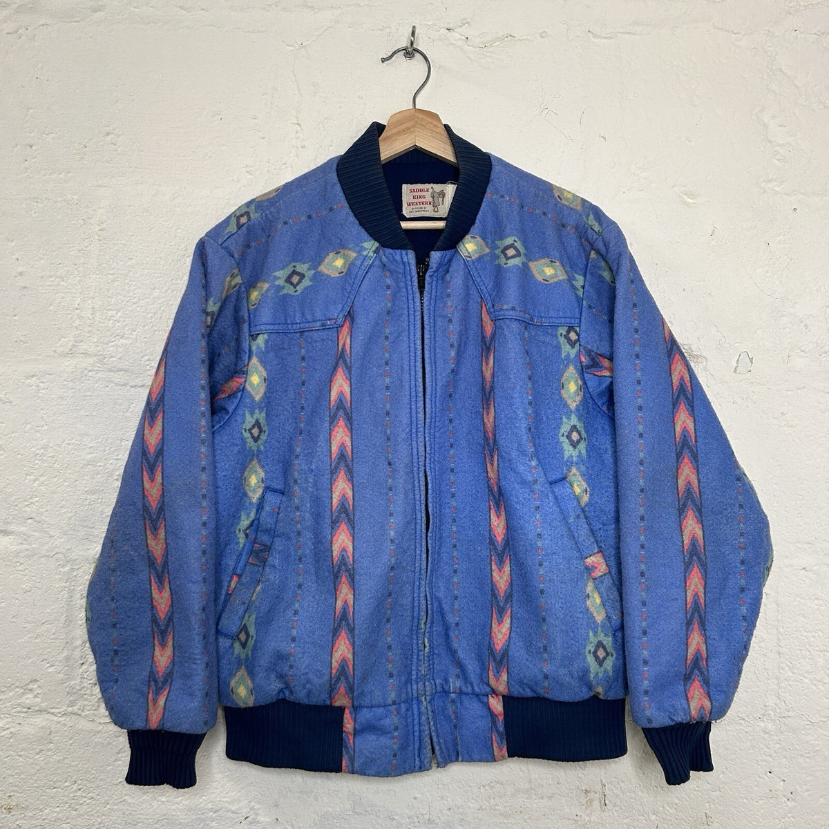 Vintage Saddle King Western Thermal-Lined Aztec Southwest Jacket “Blue” Men’s L