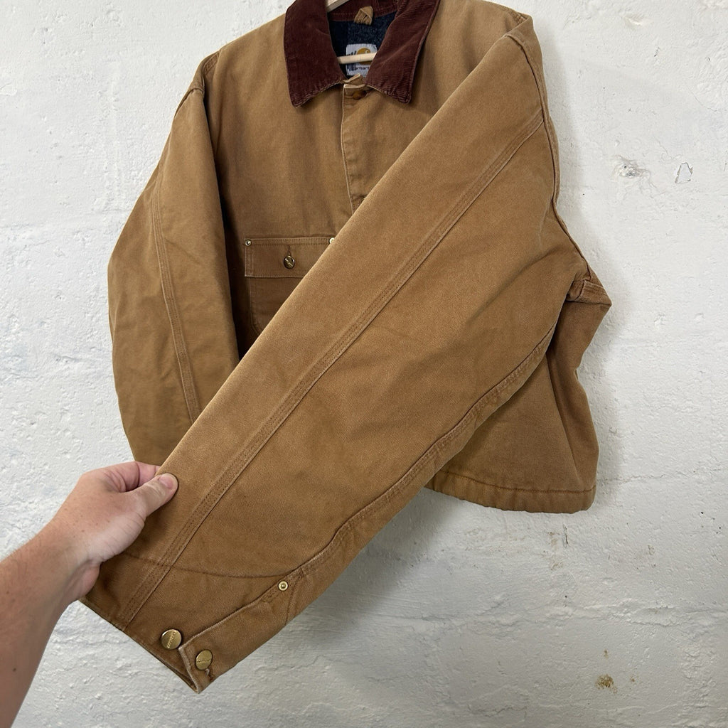 Y2K Cropped Carhartt Blanket-Lined Chore Coat “Brown” C001 BRN Men’s XL