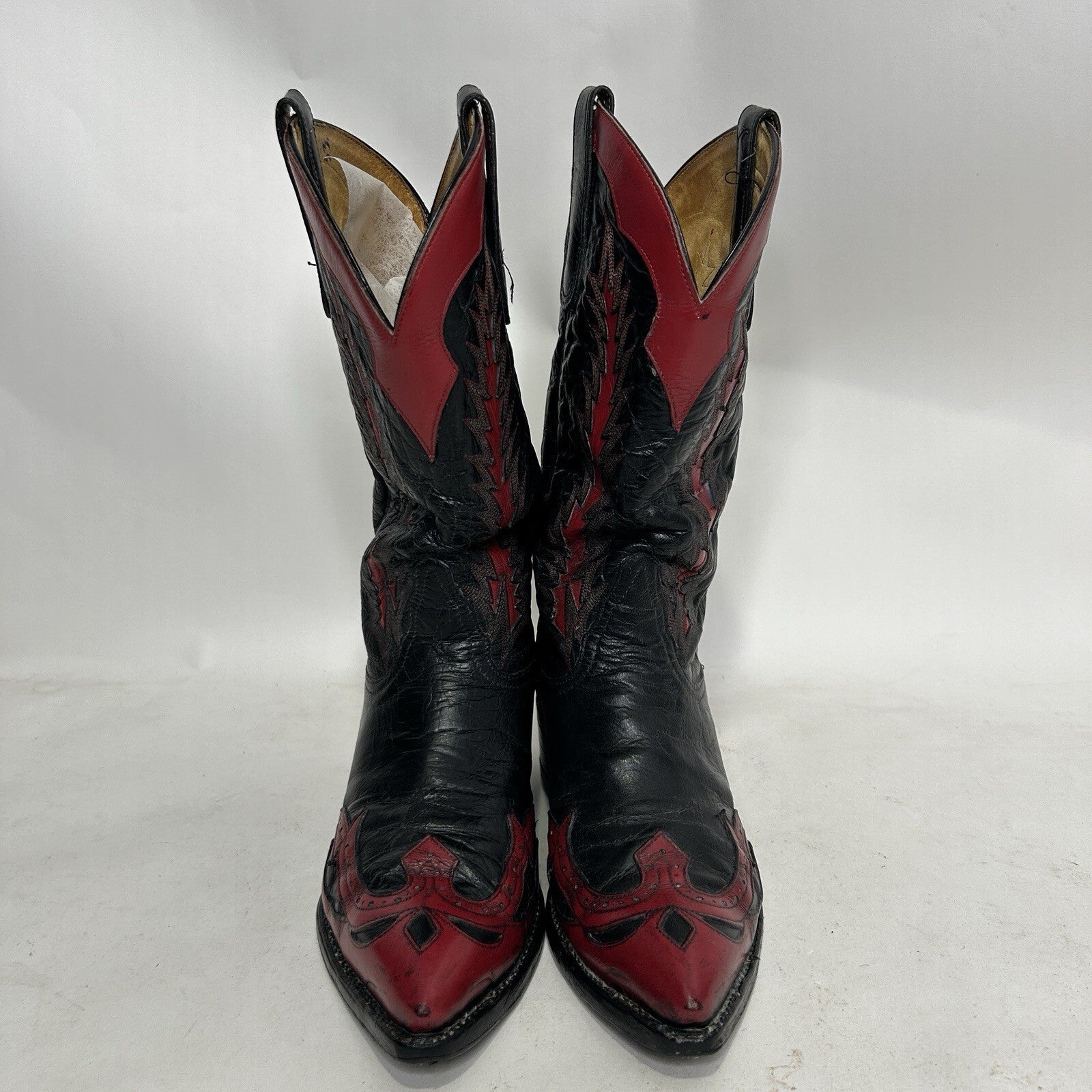 Tony Lama Classic 3866 Firewalker Cowboy Boots “Black Red” Men’s 8EE
