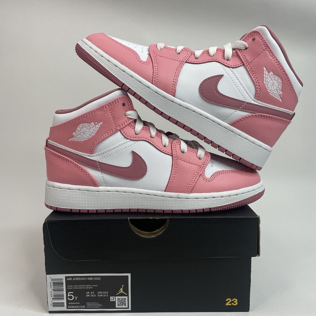 Nike Air Jordan 1 Mid GS “Coral Chalk/Valentine’s” DQ8423-616 5Y/Women’s 6.5 New