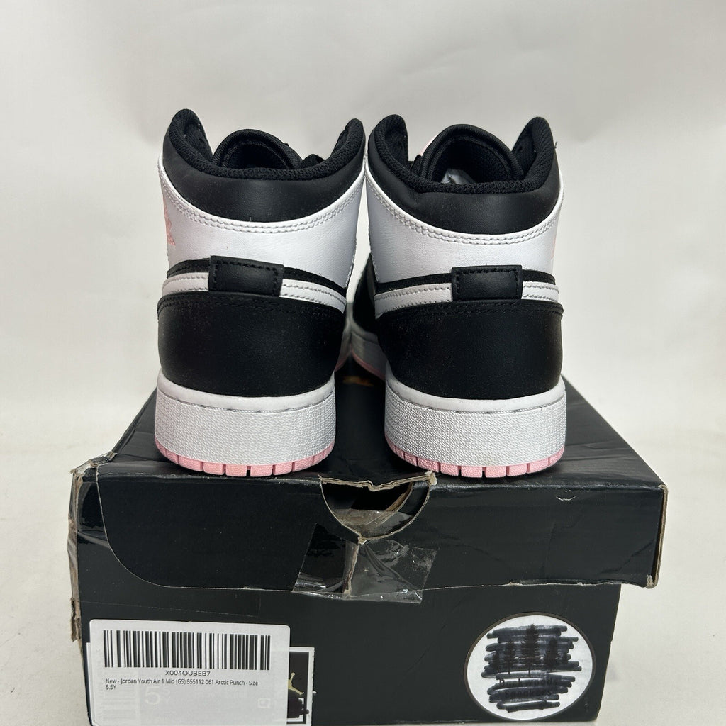 Nike Air Jordan 1 Mid Retro GS “Arctic Punch” White/Pink 555112-061 5.5Y New