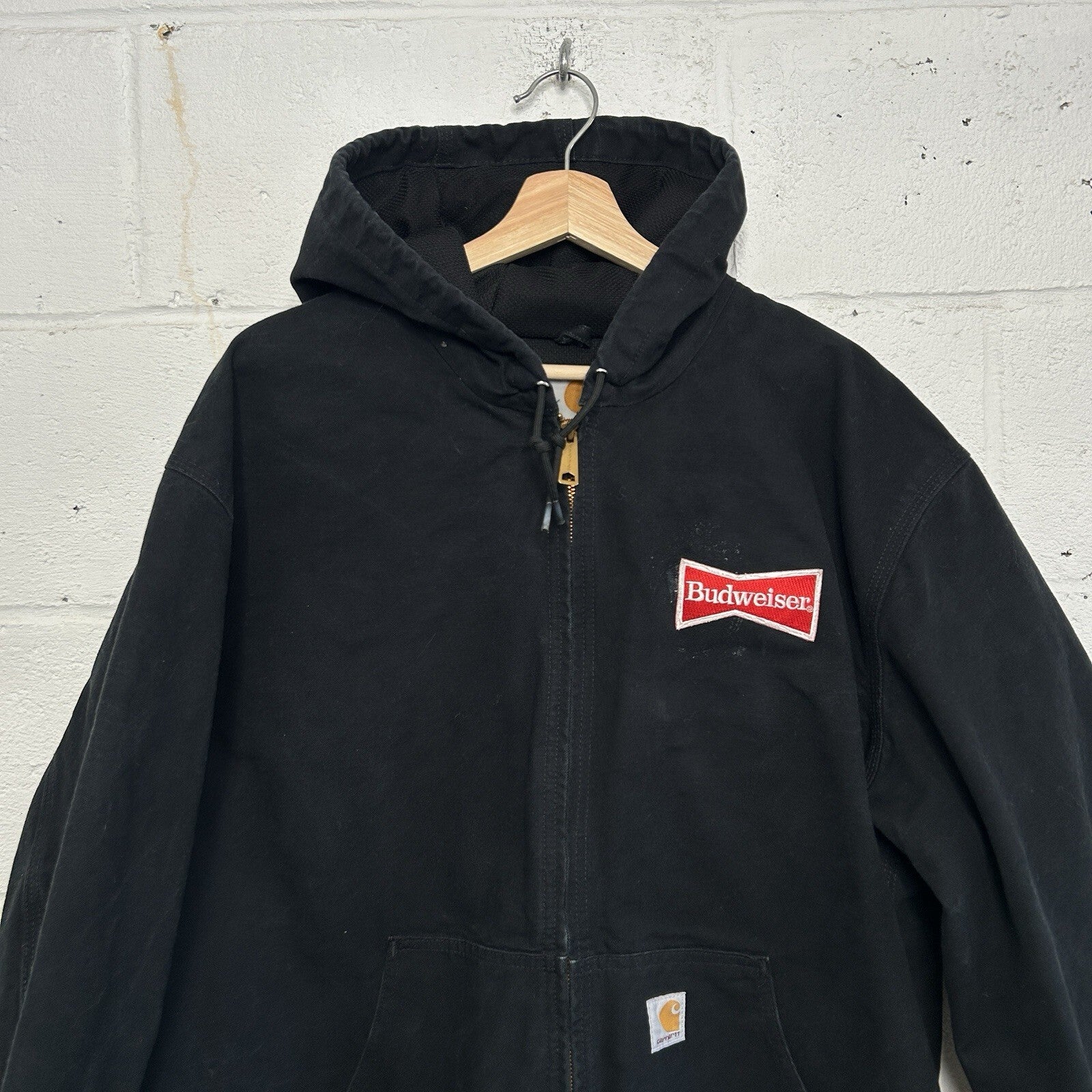 Carhartt Thermal Hooded Active Jacket “Black” Budweiser J131 BLK Men’s XL