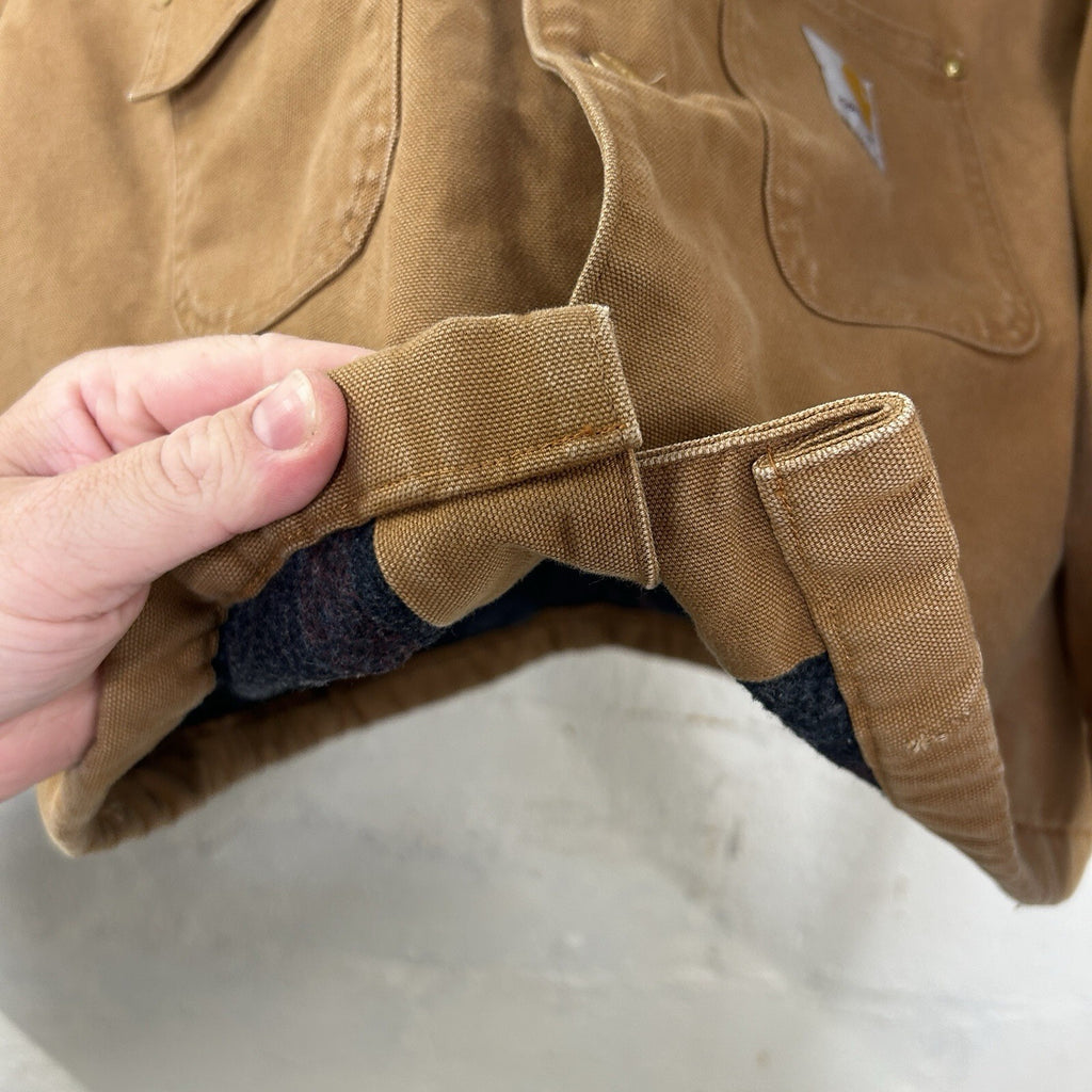 Y2K Cropped Carhartt Blanket-Lined Chore Coat “Brown” C001 BRN Men’s XL