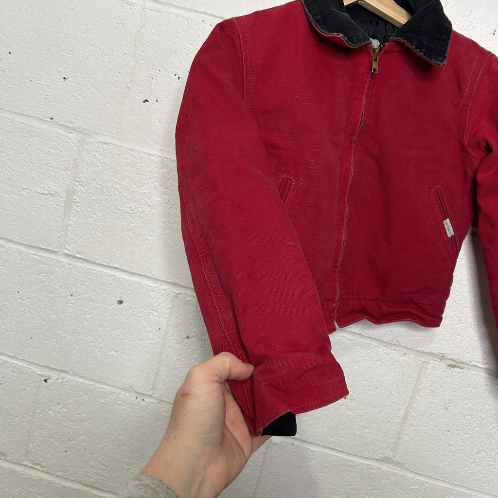 Vintage Carhartt Firm Duck Quilt-Lined Detroit Jacket “Red” JQ600 Youth Medium