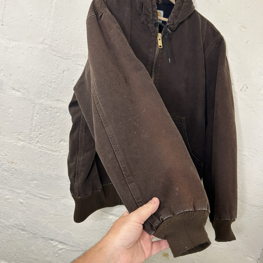 Vintage Faded Carhartt Hooded Active Jacket “Dark Brown” J130 DKB Men’s Large