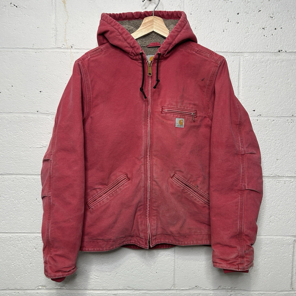 Y2K Carhartt Sherpa-Lined Hooded Detroit Jacket “Crabapple” WJ141 624 Women’s S