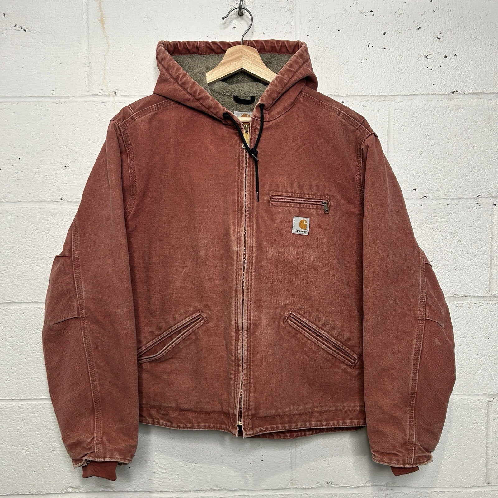 Y2K Carhartt Sherpa Hooded Detroit Jacket “Vintage Rose” WJ141 VRS Women’s XL