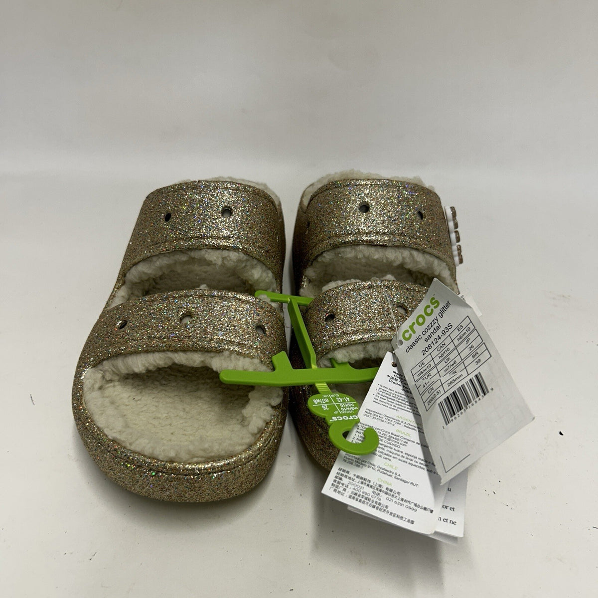 Crocs Classic Cozzzy Glitter Sandal Slide “Gold Beige” 208124-93S Women’s 10 New
