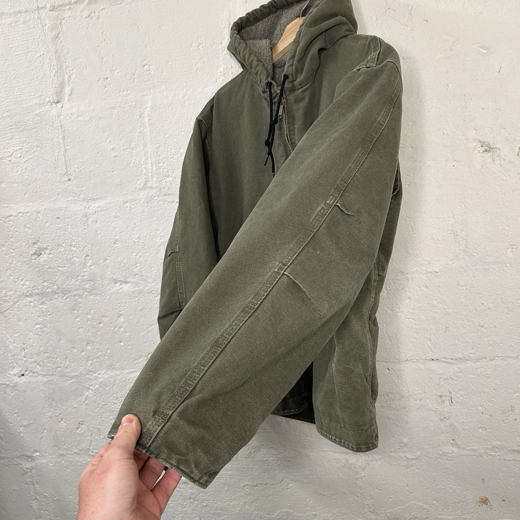 Y2K Carhartt Sherpa-Lined Hooded Detroit Jacket “Light Olive” J141 LOV Men’s LRG