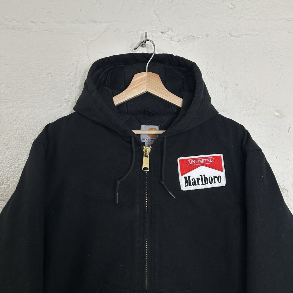 Carhartt X Marlboro Quilted Hooded Active Jacket “Black” J140 BLK Men’s Medium