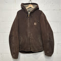 Vintage Carhartt Sherpa-Lined Hooded Detroit Jacket “Dark Brown” J141 DKB