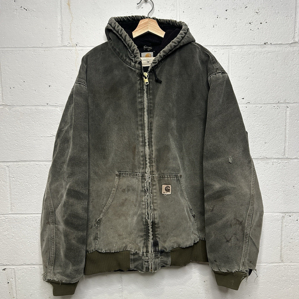 Vintage Carhartt Quilted Hooded Active Jacket “Moss Green” J130 MOS Men’s XL