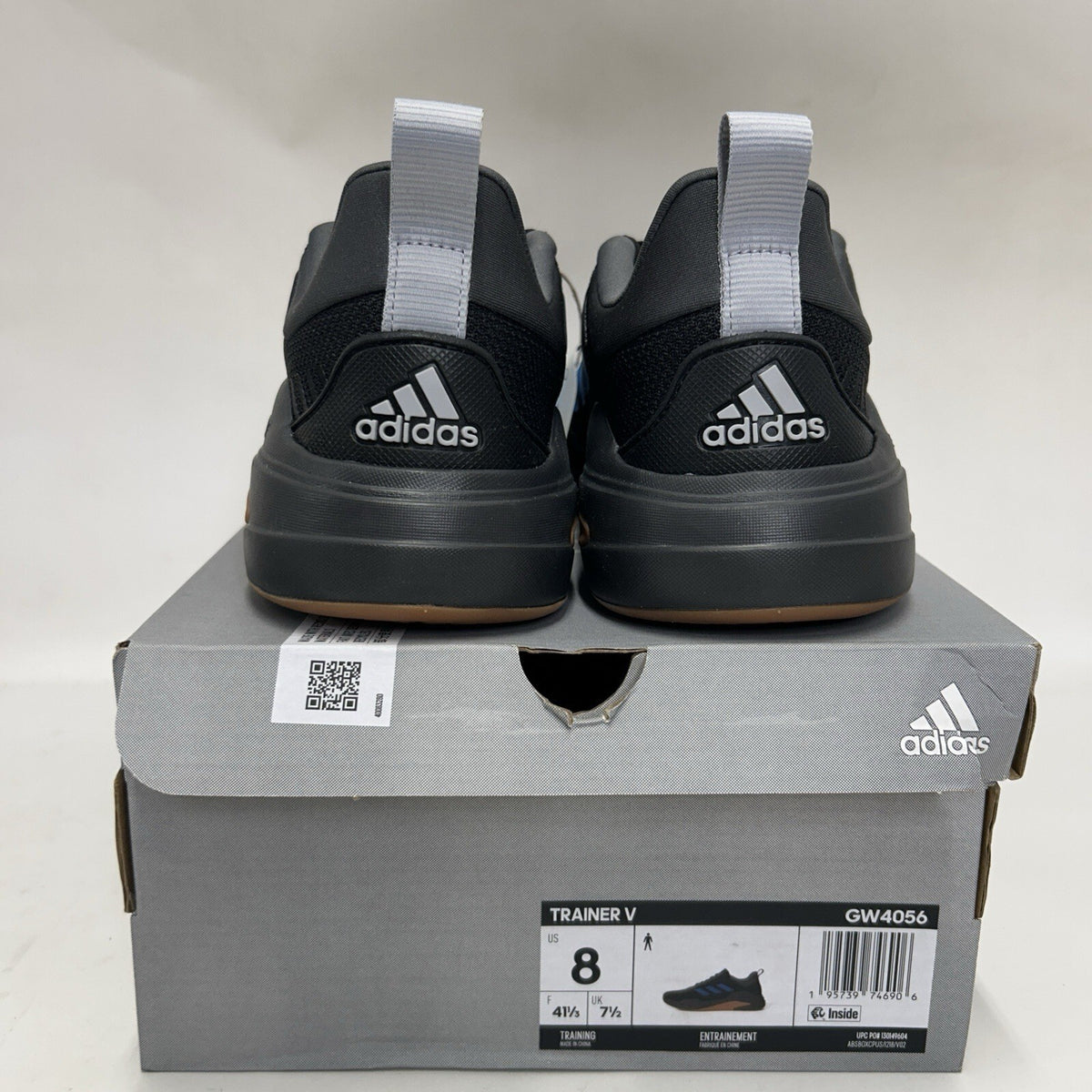 Adidas Trainer V “Black Pulse Blue Gum” Athletic Sneakers GW4056 Men’s 8 New
