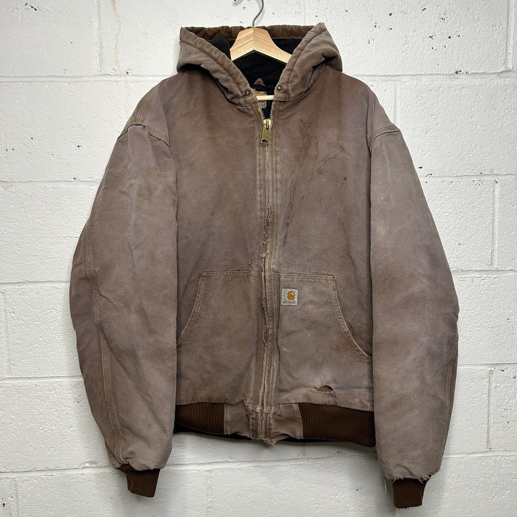 Vintage Dyed Carhartt Quilted Hooded Active Jacket “Brown” J140 BRN Men’s Large