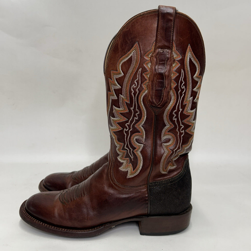 Lucchese Custom Stingray Square Toe Cowboy Boots “Brown” CY7136W8S Men’s 8D