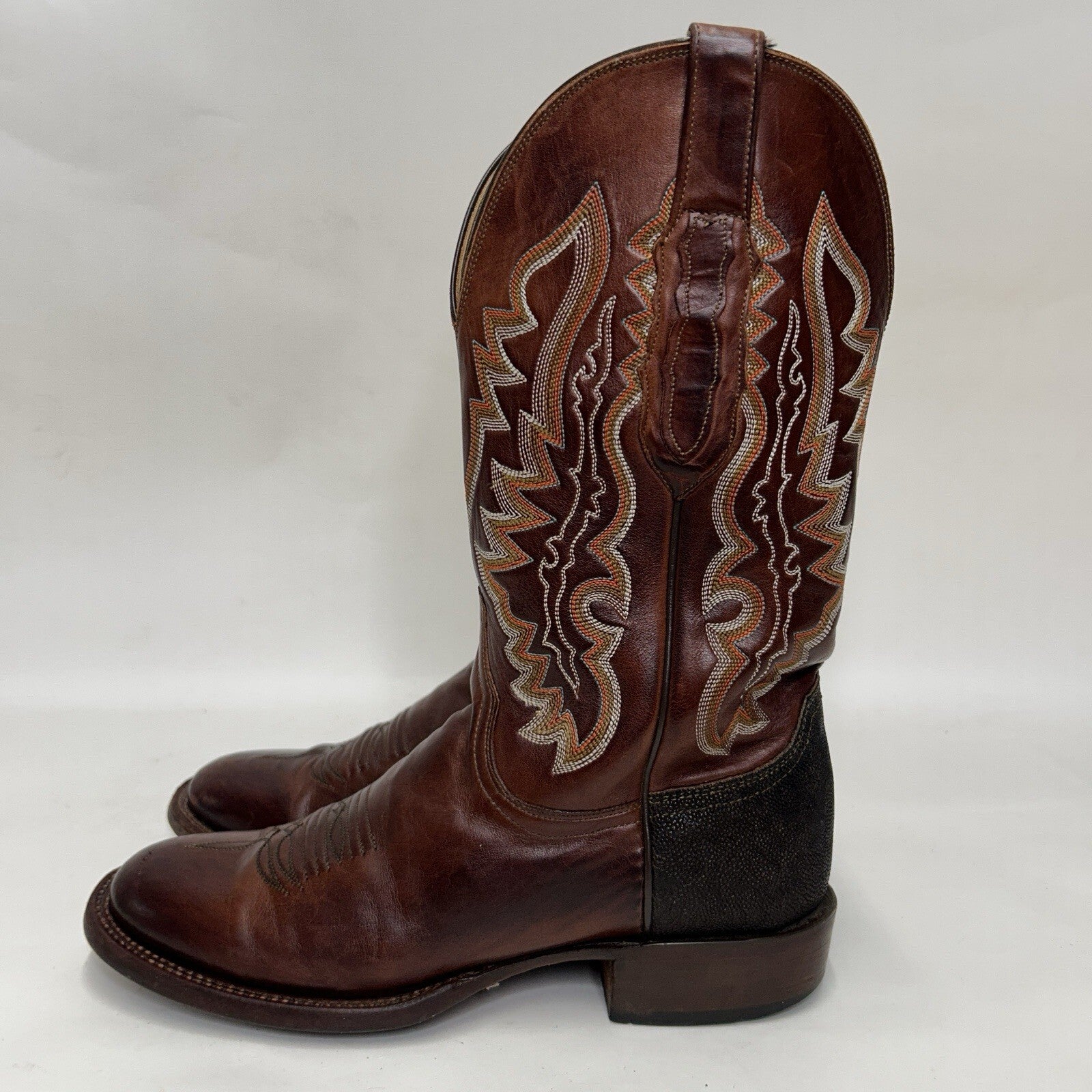 Lucchese Custom Stingray Square Toe Cowboy Boots “Brown” CY7136W8S Men’s 8D