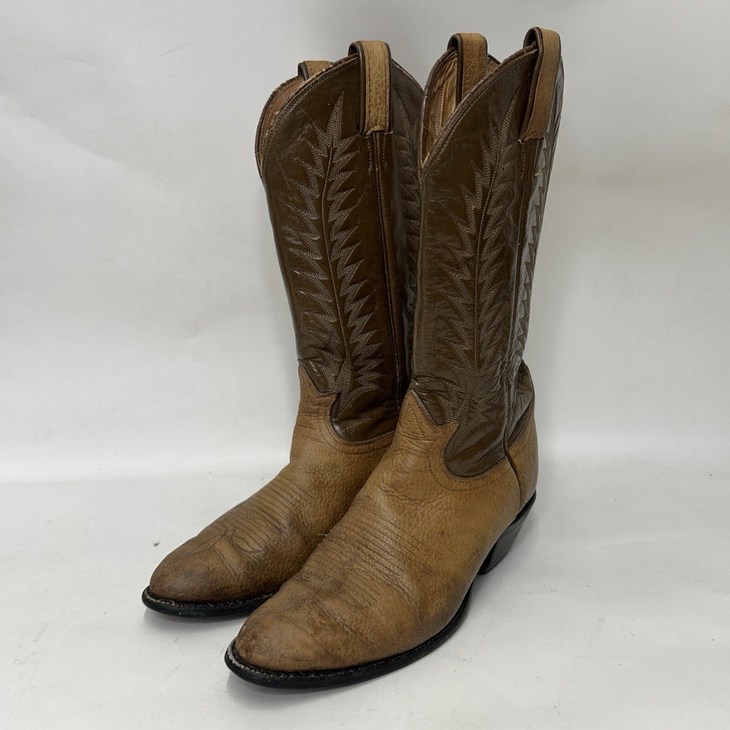 Vintage Tony Lama Two-Tone Western Cowboy Boots Gold Label Bullhide Men’s 8.5D